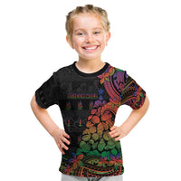New Caledonia Christmas Kid T Shirt Seashell Xmas Tree Tribal Waves - Polynesian Pride