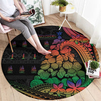 New Caledonia Christmas Round Carpet Seashell Xmas Tree Tribal Waves - Polynesian Pride