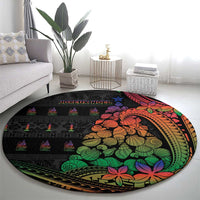 New Caledonia Christmas Round Carpet Seashell Xmas Tree Tribal Waves - Polynesian Pride