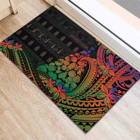 New Caledonia Christmas Rubber Doormat Seashell Xmas Tree Tribal Waves - Polynesian Pride