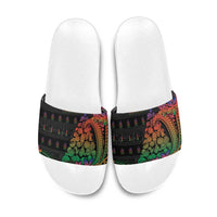 New Caledonia Christmas Slide Sandals Seashell Xmas Tree Tribal Waves - Polynesian Pride