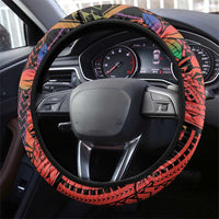 New Caledonia Christmas Steering Wheel Cover Seashell Xmas Tree Tribal Waves - Polynesian Pride