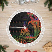 New Caledonia Christmas Tree Skirt Seashell Xmas Tree Tribal Waves - Polynesian Pride