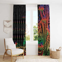 New Caledonia Christmas Window Curtain Seashell Xmas Tree Tribal Waves - Polynesian Pride