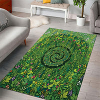 Polynesia Mother Nature Area Rug Glowing Heart Spiral Tropical Vine Floral