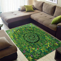 Polynesia Mother Nature Area Rug Glowing Heart Spiral Tropical Vine Floral