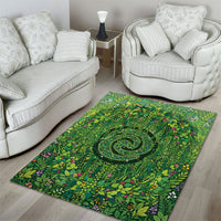 Polynesia Mother Nature Area Rug Glowing Heart Spiral Tropical Vine Floral