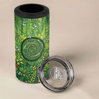 Polynesia Mother Nature 4 in 1 Can Cooler Tumbler Glowing Heart Spiral Tropical Vine Floral