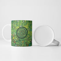 Polynesia Mother Nature Ceramic Mug Glowing Heart Spiral Tropical Vine Floral