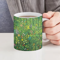 Polynesia Mother Nature Ceramic Mug Glowing Heart Spiral Tropical Vine Floral