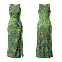 Polynesia Mother Nature Couples Matching Tank Maxi Dress and Long Sleeve Button Shirt Glowing Heart Spiral Tropical Vine Floral