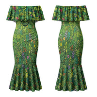Polynesia Mother Nature Family Matching Mermaid Dress and Hawaiian Shirt Glowing Heart Spiral Tropical Vine Floral