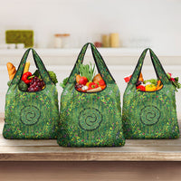 Polynesia Mother Nature Grocery Bag Glowing Heart Spiral Tropical Vine Floral