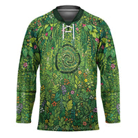 Polynesia Mother Nature Hockey Jersey Glowing Heart Spiral Tropical Vine Floral
