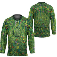 Polynesia Mother Nature Hockey Jersey Glowing Heart Spiral Tropical Vine Floral