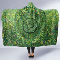Polynesia Mother Nature Hooded Blanket Glowing Heart Spiral Tropical Vine Floral