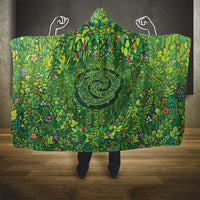 Polynesia Mother Nature Hooded Blanket Glowing Heart Spiral Tropical Vine Floral