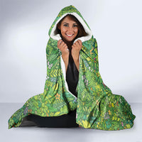 Polynesia Mother Nature Hooded Blanket Glowing Heart Spiral Tropical Vine Floral