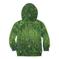Polynesia Mother Nature Kid Hoodie Glowing Heart Spiral Tropical Vine Floral