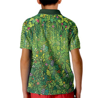 Polynesia Mother Nature Kid Polo Shirt Glowing Heart Spiral Tropical Vine Floral