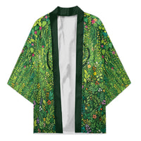 Polynesia Mother Nature Kimono Glowing Heart Spiral Tropical Vine Floral