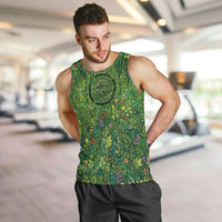 Polynesia Mother Nature Men Tank Top Glowing Heart Spiral Tropical Vine Floral