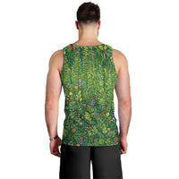 Polynesia Mother Nature Men Tank Top Glowing Heart Spiral Tropical Vine Floral