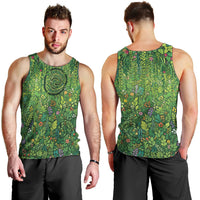 Polynesia Mother Nature Men Tank Top Glowing Heart Spiral Tropical Vine Floral