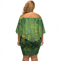 Polynesia Mother Nature Off Shoulder Short Dress Glowing Heart Spiral Tropical Vine Floral