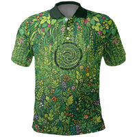 Polynesia Mother Nature Polo Shirt Glowing Heart Spiral Tropical Vine Floral