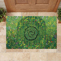 Polynesia Mother Nature Rubber Doormat Glowing Heart Spiral Tropical Vine Floral
