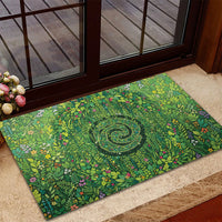 Polynesia Mother Nature Rubber Doormat Glowing Heart Spiral Tropical Vine Floral