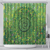Polynesia Mother Nature Shower Curtain Glowing Heart Spiral Tropical Vine Floral