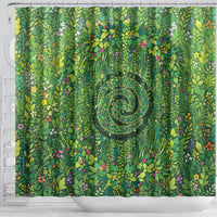 Polynesia Mother Nature Shower Curtain Glowing Heart Spiral Tropical Vine Floral