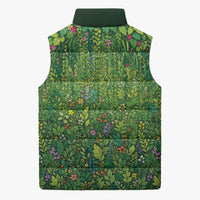 Polynesia Mother Nature Sleeveless Puffer Jacket Glowing Heart Spiral Tropical Vine Floral