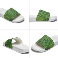 Polynesia Mother Nature Slide Sandals Glowing Heart Spiral Tropical Vine Floral