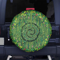 Polynesia Mother Nature Spare Tire Cover Glowing Heart Spiral Tropical Vine Floral