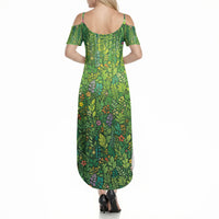 Polynesia Mother Nature Summer Maxi Dress Glowing Heart Spiral Tropical Vine Floral