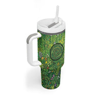 Polynesia Mother Nature Tumbler With Handle Glowing Heart Spiral Tropical Vine Floral