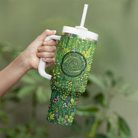 Polynesia Mother Nature Tumbler With Handle Glowing Heart Spiral Tropical Vine Floral