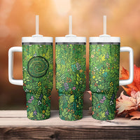 Polynesia Mother Nature Tumbler With Handle Glowing Heart Spiral Tropical Vine Floral