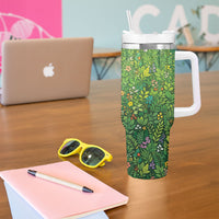 Polynesia Mother Nature Tumbler With Handle Glowing Heart Spiral Tropical Vine Floral