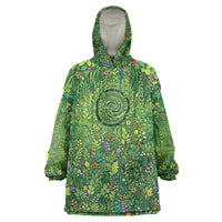 Polynesia Mother Nature Wearable Blanket Hoodie Glowing Heart Spiral Tropical Vine Floral