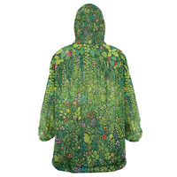 Polynesia Mother Nature Wearable Blanket Hoodie Glowing Heart Spiral Tropical Vine Floral
