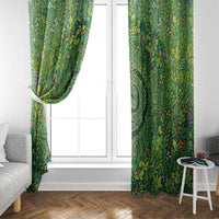Polynesia Mother Nature Window Curtain Glowing Heart Spiral Tropical Vine Floral