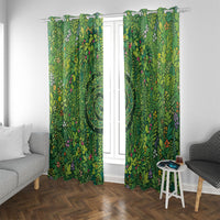 Polynesia Mother Nature Window Curtain Glowing Heart Spiral Tropical Vine Floral