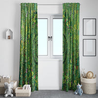Polynesia Mother Nature Window Curtain Glowing Heart Spiral Tropical Vine Floral