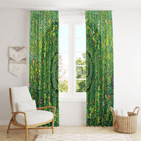 Polynesia Mother Nature Window Curtain Glowing Heart Spiral Tropical Vine Floral