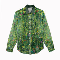 Polynesia Mother Nature Women Casual Shirt Glowing Heart Spiral Tropical Vine Floral