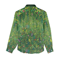 Polynesia Mother Nature Women Casual Shirt Glowing Heart Spiral Tropical Vine Floral